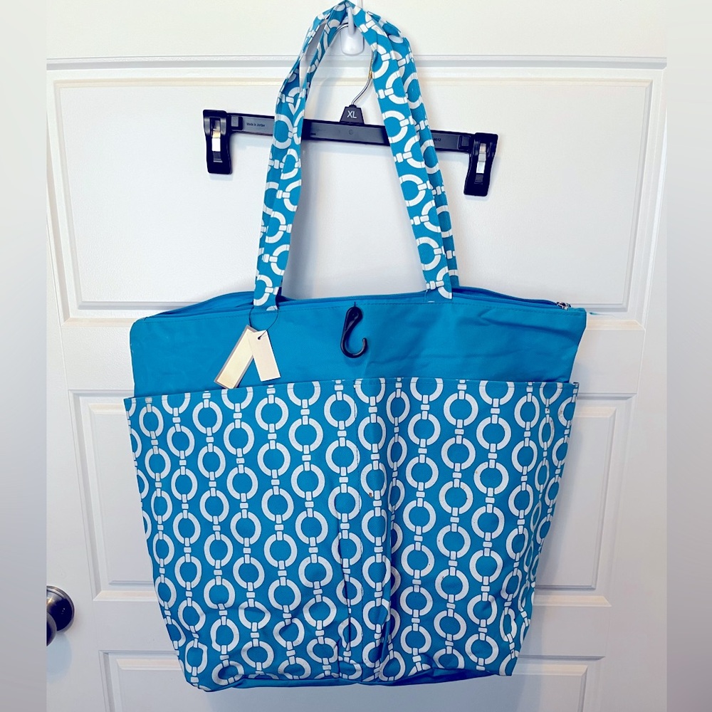 Blue nylon beach bag tote